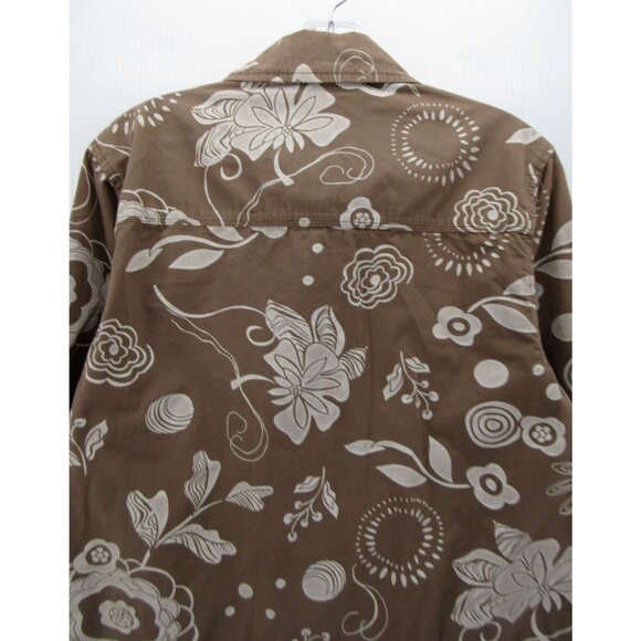 Fresh Produce Top Small Button Down Shacket Floral Pockets Cotton - Picture 8 of 10